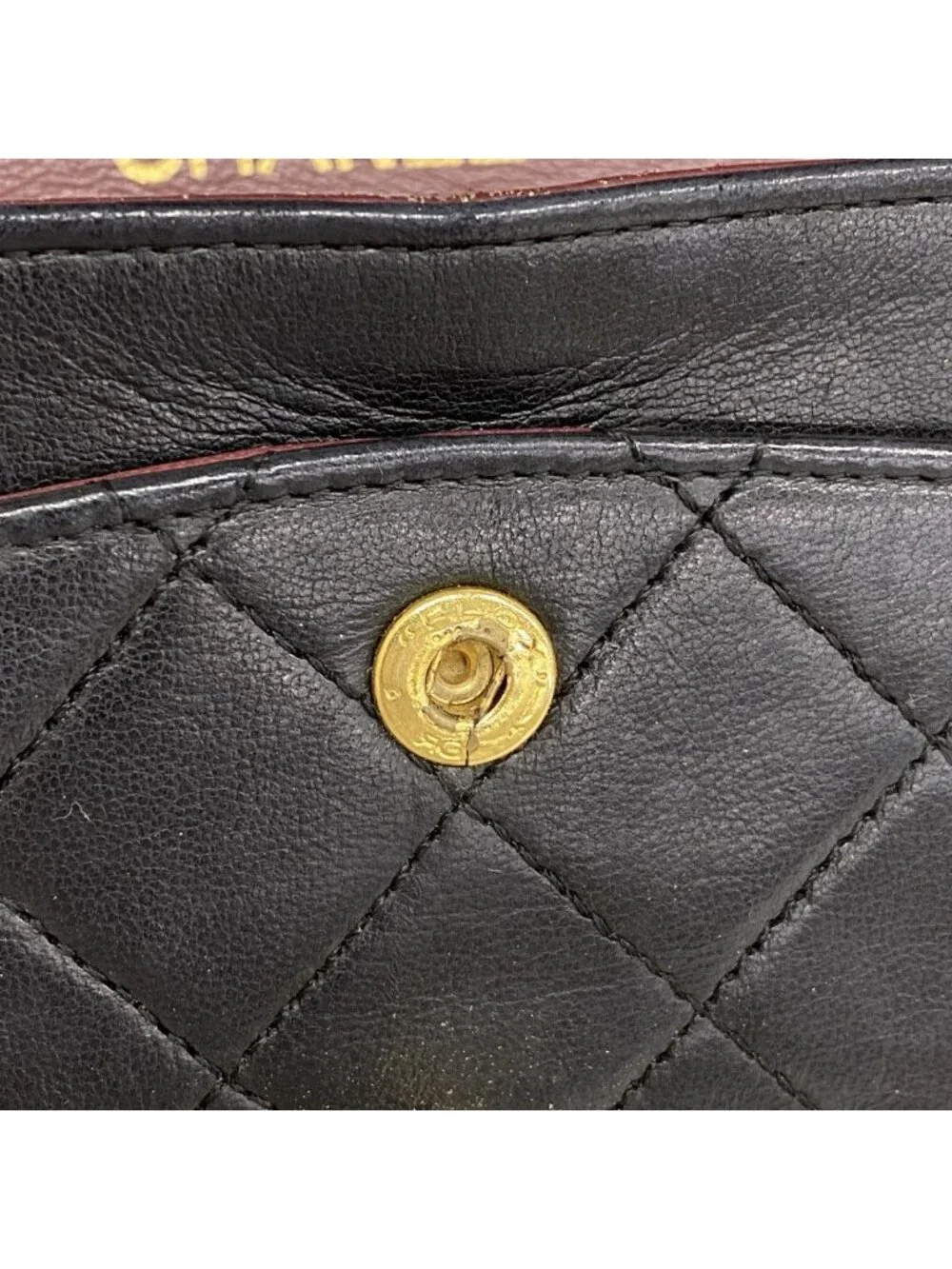 Chanel Shoulder Bag Quilted Lambskin Black Gold